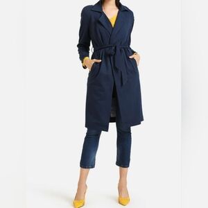 ZARA navy blue trench jacket animal print